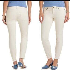 Vineyard Vines Jamie High Rise Skinny White Jeans Sz 0 Raw Hem Zip Fly 5 Pocket